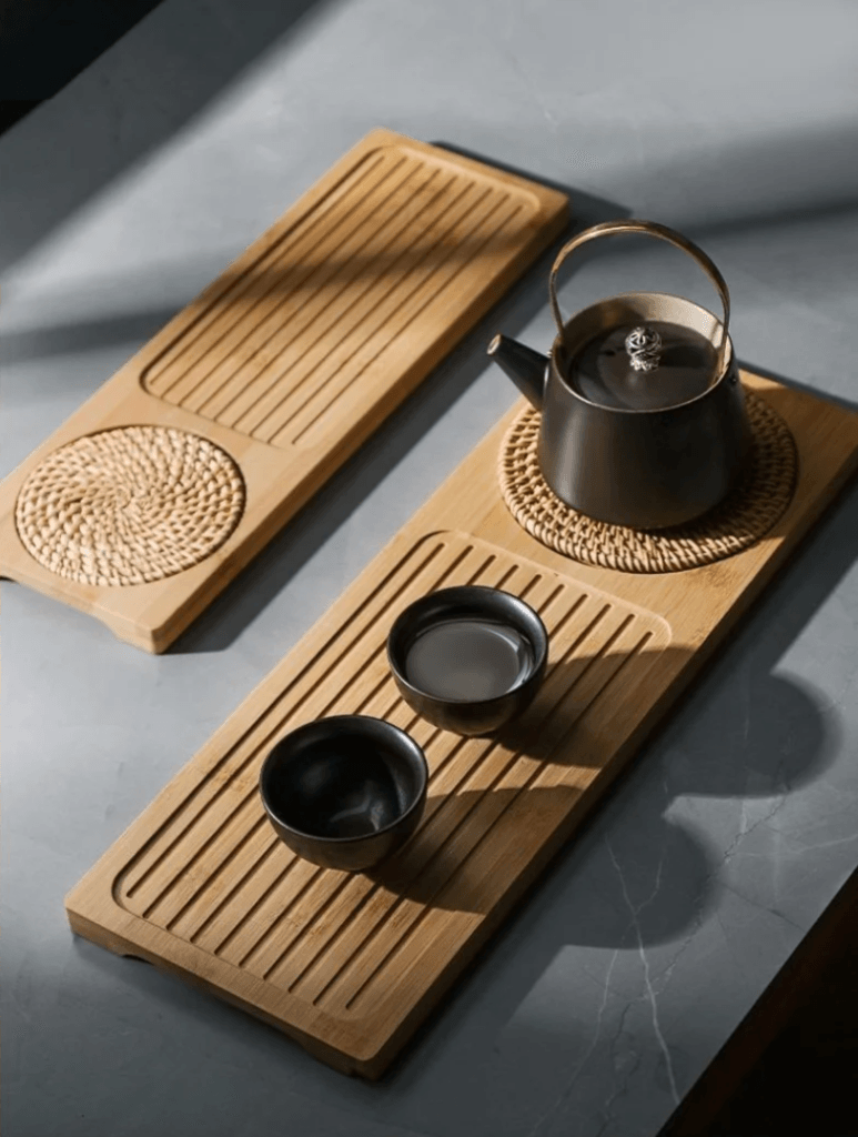 Solid Bamboo Wood Tea Tray - Vintage & Trendy