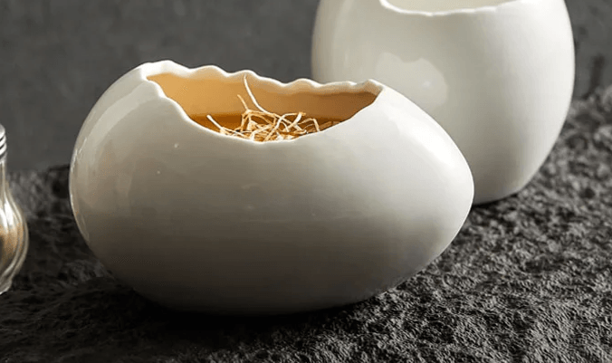 Ceramic Bowl - Egg Shell Shape - Vintage & Trendy