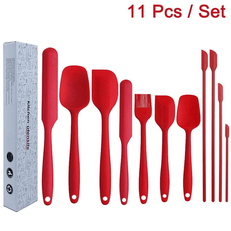 Kitchen Spatula Set with Silicone Oil Brush, Scraper, and Shovel - Vintage & Trendy