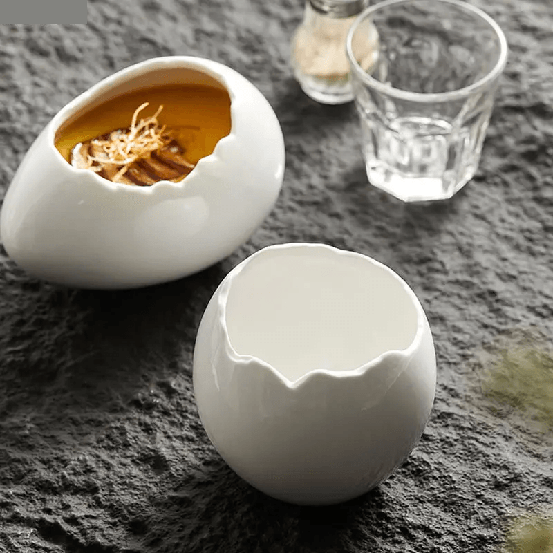 Ceramic Bowl - Egg Shell Shape - Vintage & Trendy