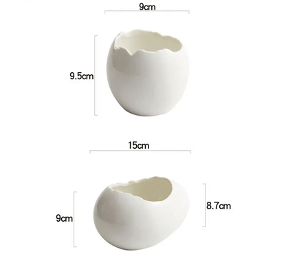 Ceramic Bowl - Egg Shell Shape - Vintage & Trendy