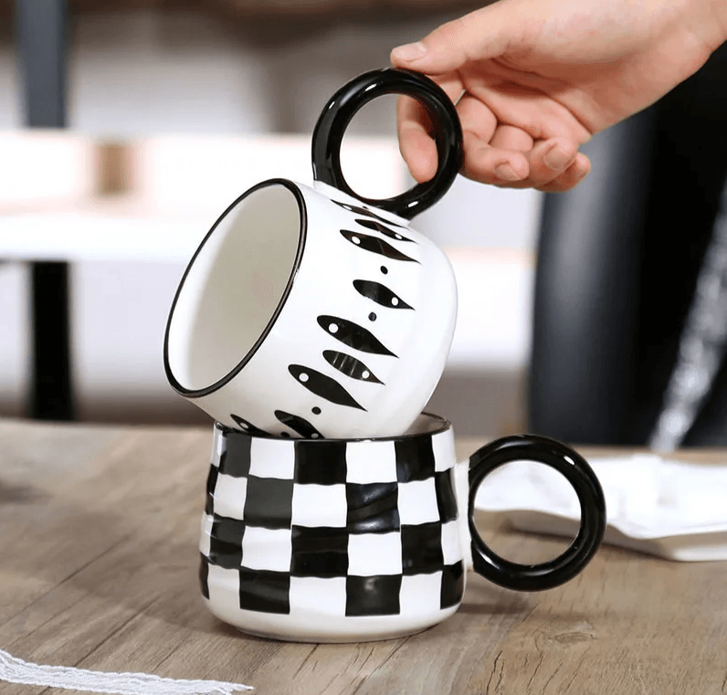 Chessboard Grid Ceramic Mug - Vintage & Trendy