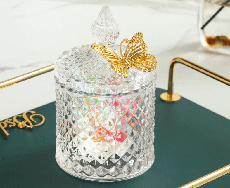 Creative Golden Butterfly Crystal Glass Candy Jar - Vintage & Trendy