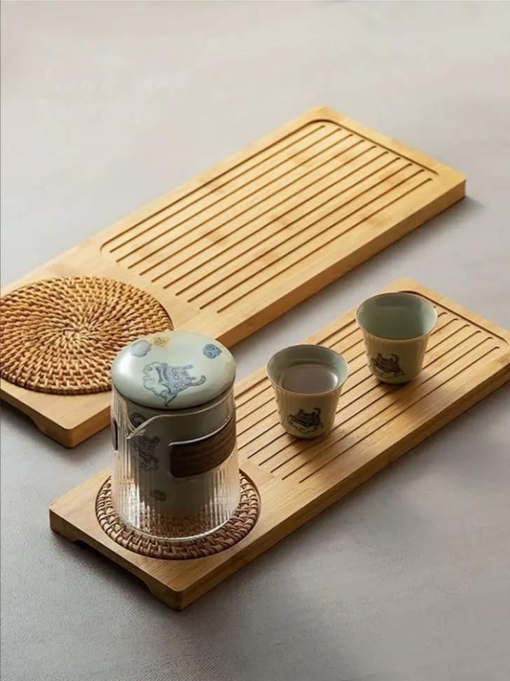 Solid Bamboo Wood Tea Tray - Vintage & Trendy