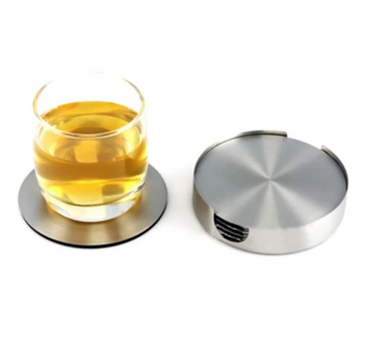 Stainless Steel Coaster Set - Modern Drinkware Holders (6 PCS)