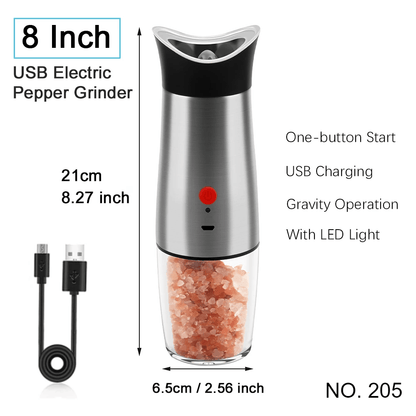 EleganceGrind - Electric Gravity Salt and Pepper Grinder with USB Charging - Vintage & Trendy