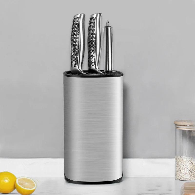 EleganceSteel Stainless Steel Knife Stand Holder - Vintage & Trendy