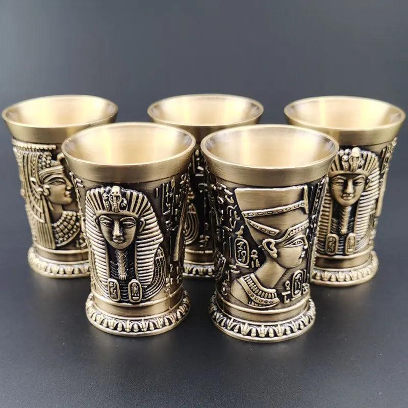 Ancient Egypt Myth Retro Antique Copper Cup Liquor Spirits Bar Shot Glass Set - Vintage & Trendy