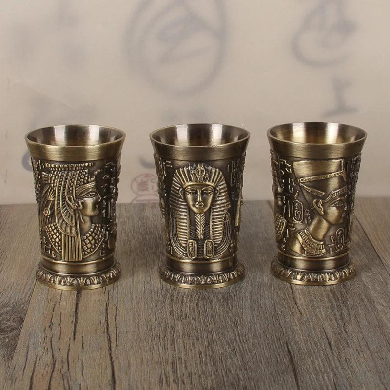 Ancient Egypt Myth Retro Antique Copper Cup Liquor Spirits Bar Shot Glass Set - Vintage & Trendy