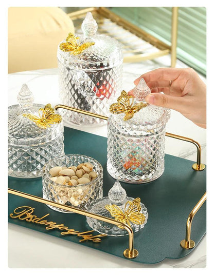 Creative Golden Butterfly Crystal Glass Candy Jar - Vintage & Trendy