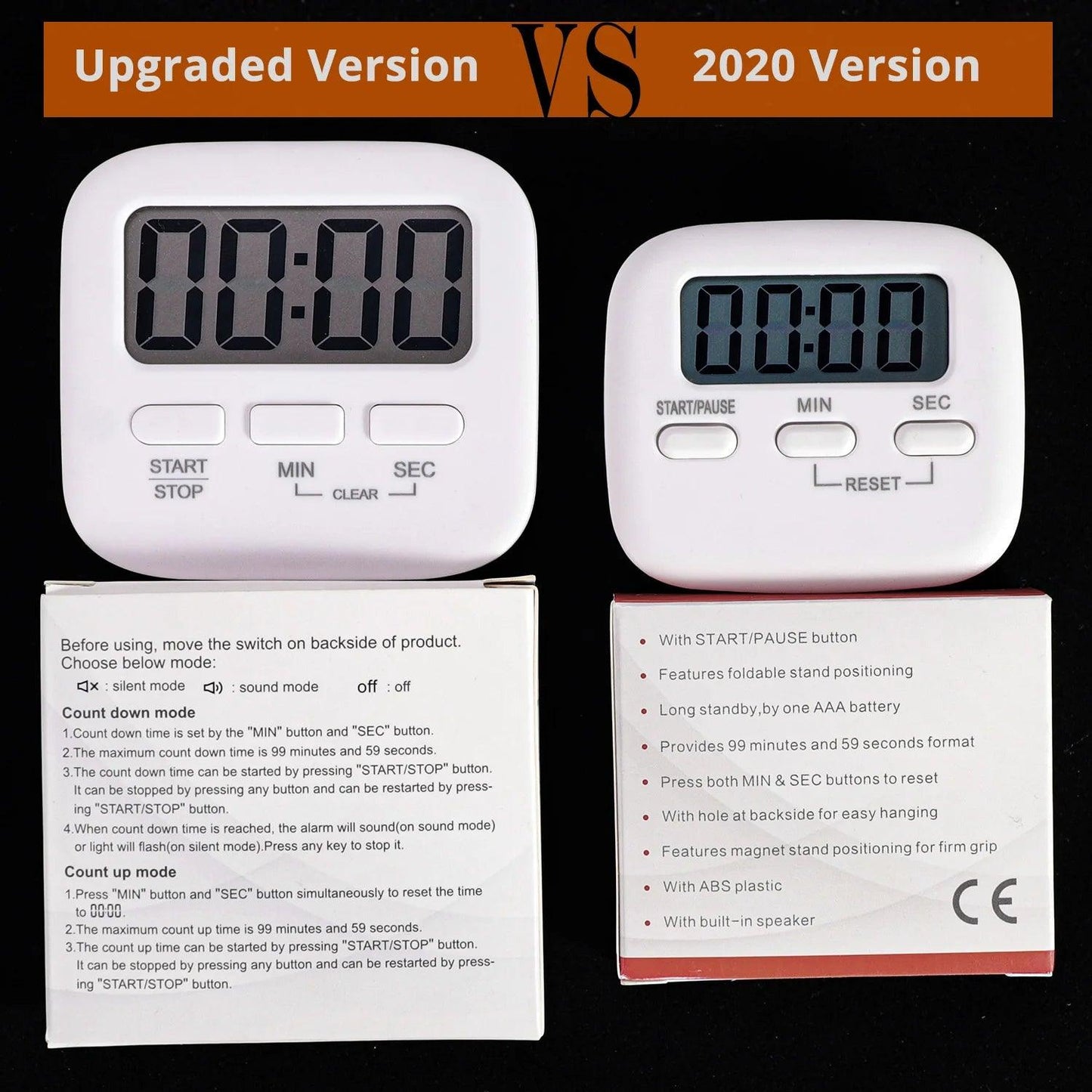 Digital Kitchen Timer with Countdown and Count-Up Function - Vintage & Trendy