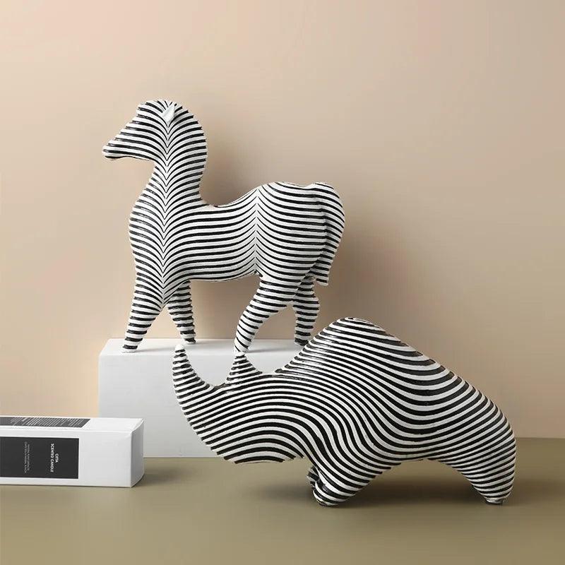 Harmony Resin Rhino and Zebra Sculptures - Vintage & Trendy