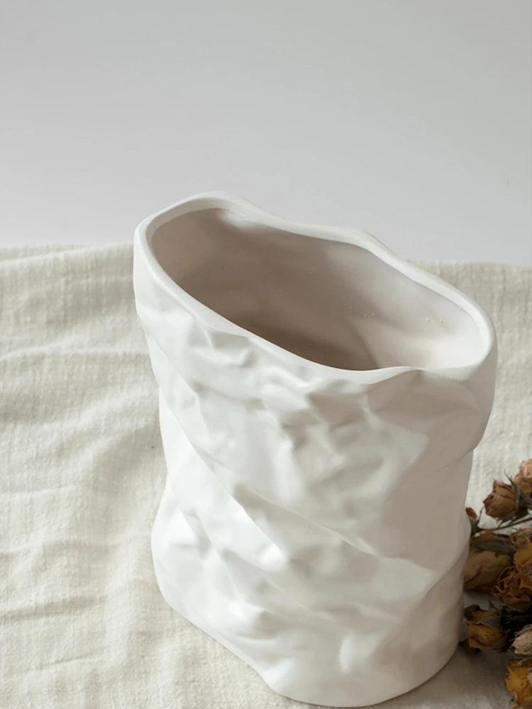 Nordic Wrinkled Paper Bag Vase - Vintage & Trendy