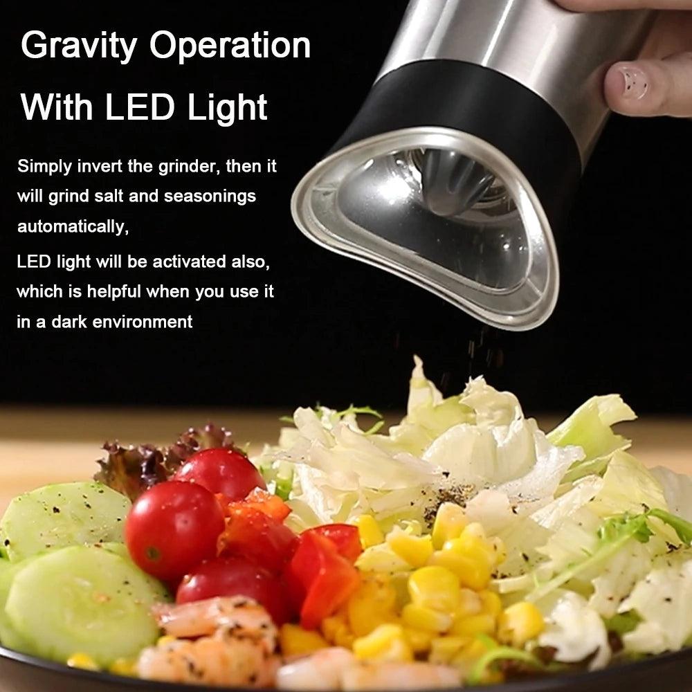 EleganceGrind - Electric Gravity Salt and Pepper Grinder with USB Charging - Vintage & Trendy