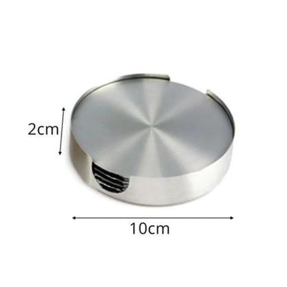 Stainless Steel Coaster Set - Modern Drinkware Holders (6 PCS) - Vintage & Trendy