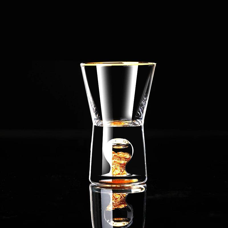 Opulent Gold Leaf Crystal Shot Glass Set Dimensions - Glasses - Vintage & Trendy