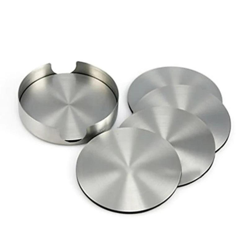 Stainless Steel Coaster Set - Modern Drinkware Holders (6 PCS) - Vintage & Trendy