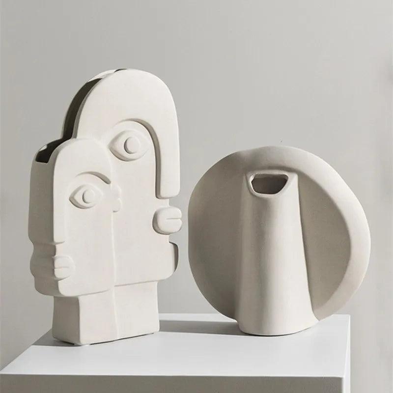 Nordic Ceramic Vases: Creative Face Decor - Vintage & Trendy