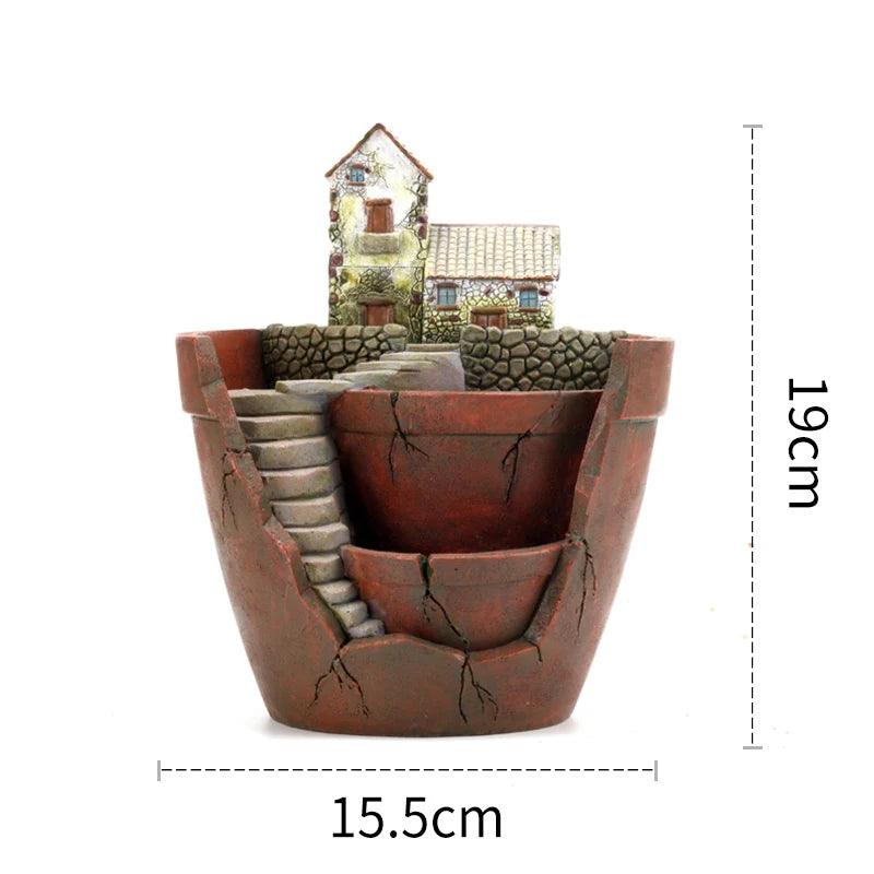 Retro Farmhouse Resin Flower Pot - Vintage & Trendy