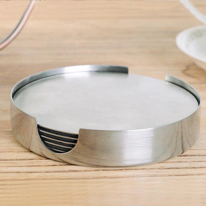 Stainless Steel Coaster Set - Modern Drinkware Holders (6 PCS) - Vintage & Trendy