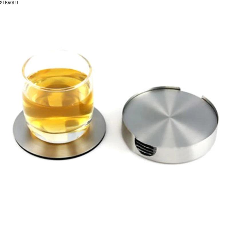 Stainless Steel Coaster Set - Modern Drinkware Holders (6 PCS) - Vintage & Trendy