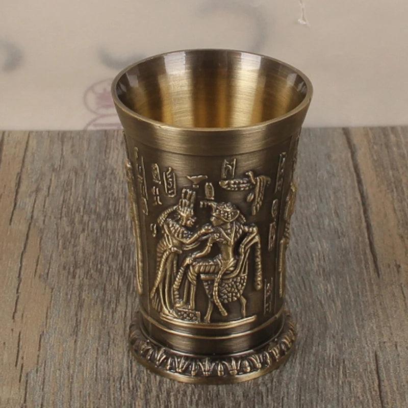 Ancient Egypt Myth Retro Antique Copper Cup Liquor Spirits Bar Shot Glass Set - Vintage & Trendy