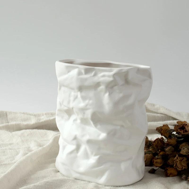 Nordic Wrinkled Paper Bag Vase - Vintage & Trendy