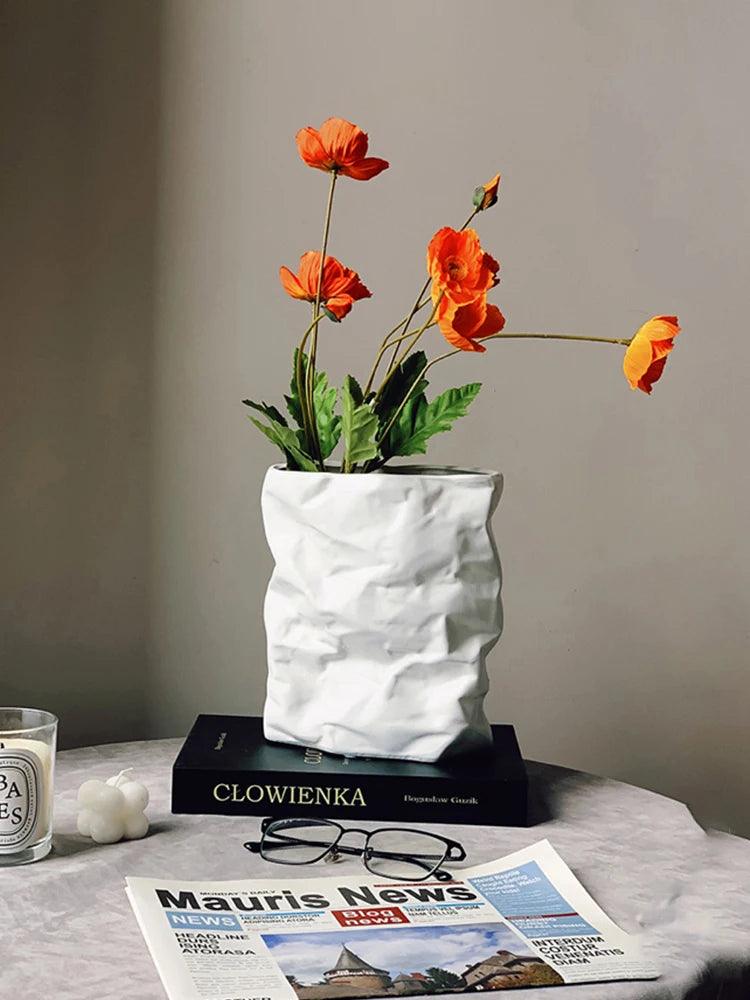 Nordic Wrinkled Paper Bag Vase - Vintage & Trendy