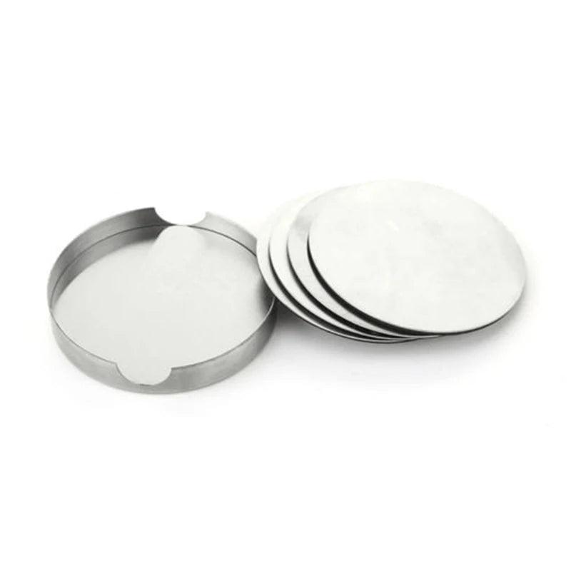 Stainless Steel Coaster Set - Modern Drinkware Holders (6 PCS) - Vintage & Trendy