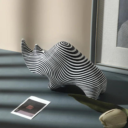 Harmony Resin Rhino and Zebra Sculptures - Vintage & Trendy