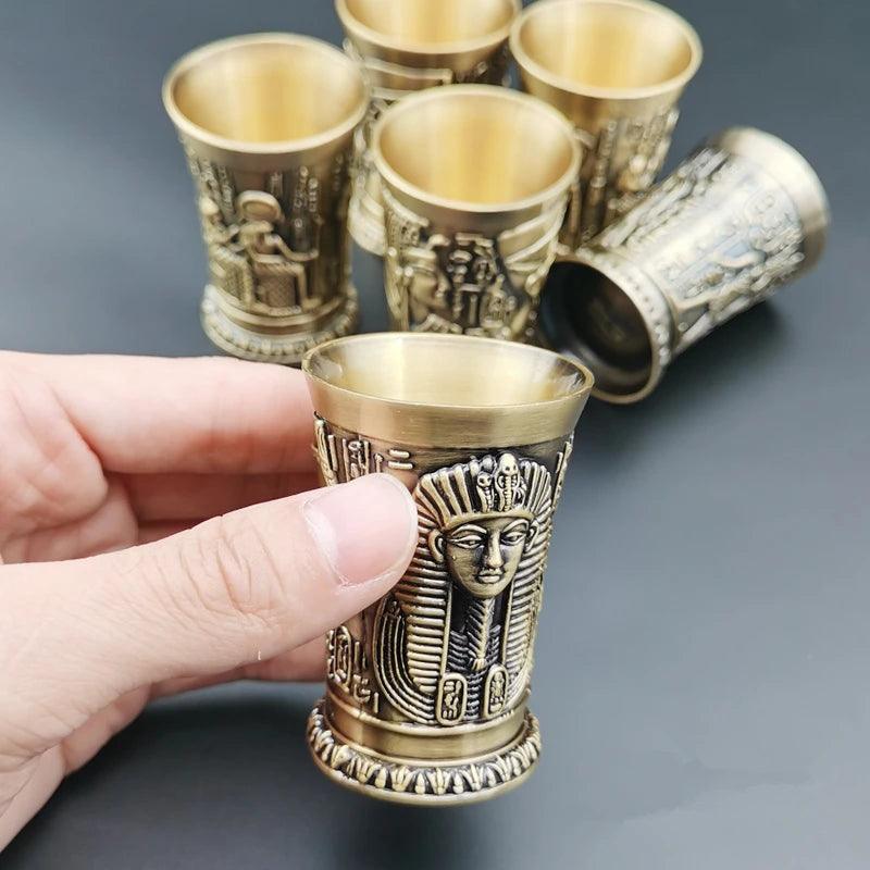 Ancient Egypt Myth Retro Antique Copper Cup Liquor Spirits Bar Shot Glass Set - Vintage & Trendy