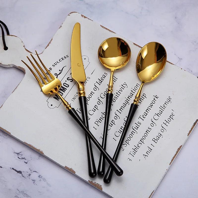 LuxeGold Stainless Steel Cutlery Set - Vintage & Trendy