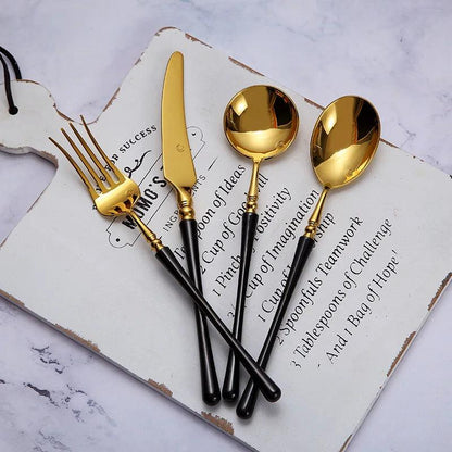 LuxeGold Stainless Steel Cutlery Set - Vintage & Trendy