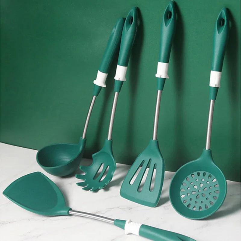 HIKUUI Silicone Kitchen Tools Set - Vintage & Trendy