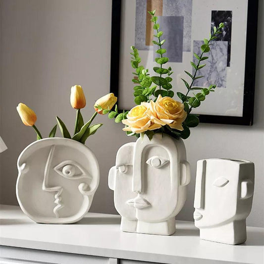 Nordic Ceramic Vases: Creative Face Decor - Vintage & Trendy