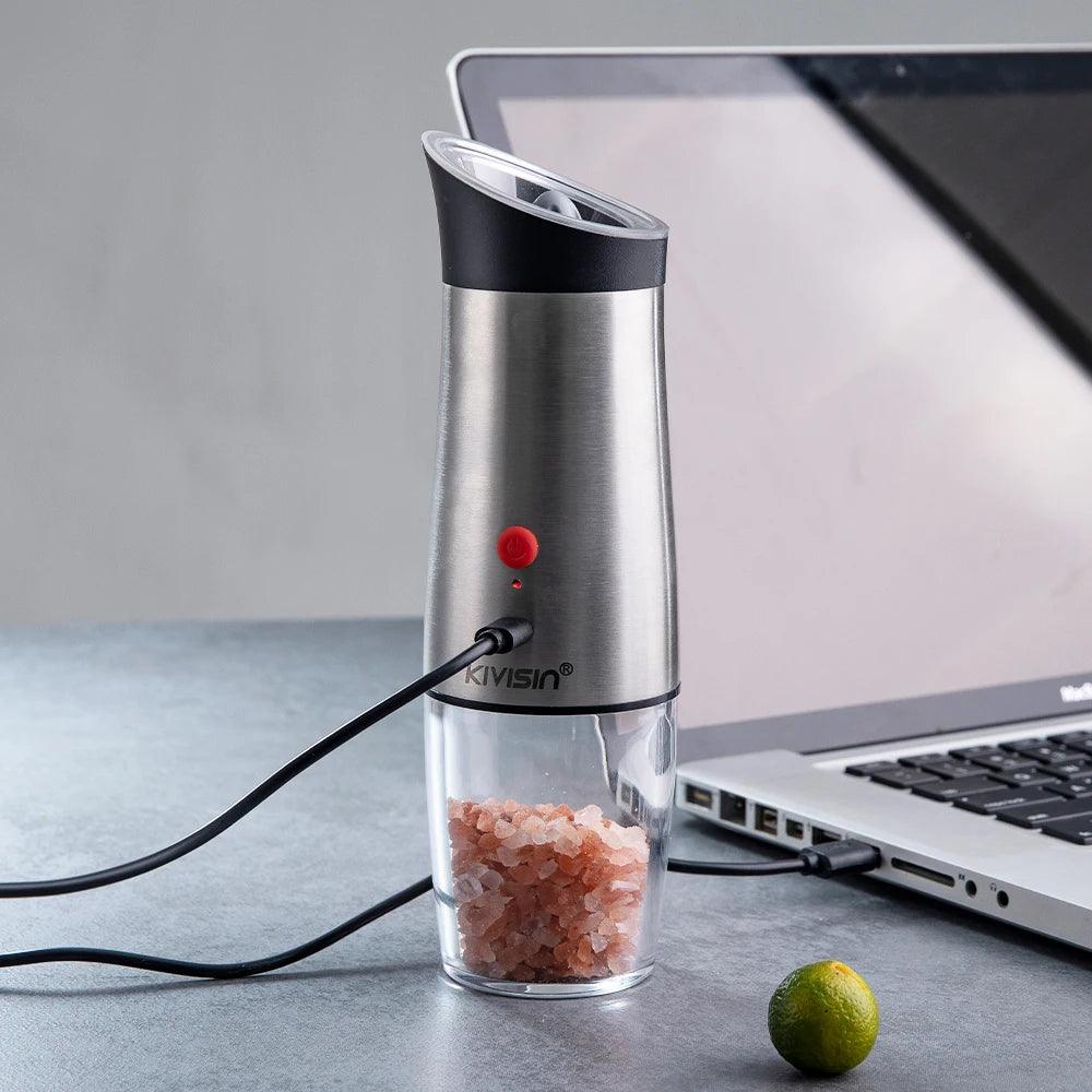 EleganceGrind - Electric Gravity Salt and Pepper Grinder with USB Charging - Vintage & Trendy