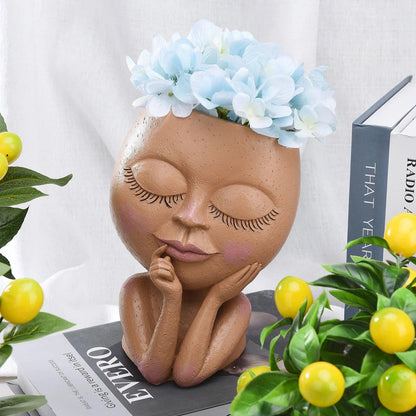 Creative Expression Resin Face Flower Planter - Vintage & Trendy