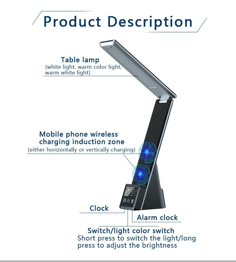 LuminarCharge: 3-in-1 Wireless Charging Lamp - Vintage & Trendy