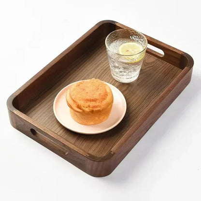 Black Walnut Rectangular Wooden Serving Tray - Vintage & Trendy