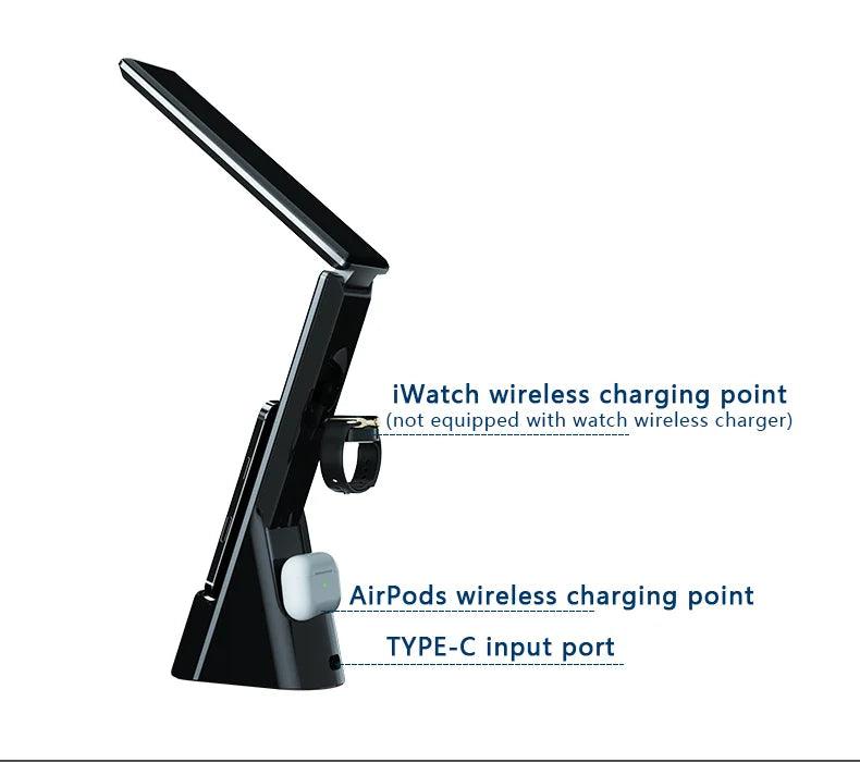 LuminarCharge: 3-in-1 Wireless Charging Lamp - Vintage & Trendy