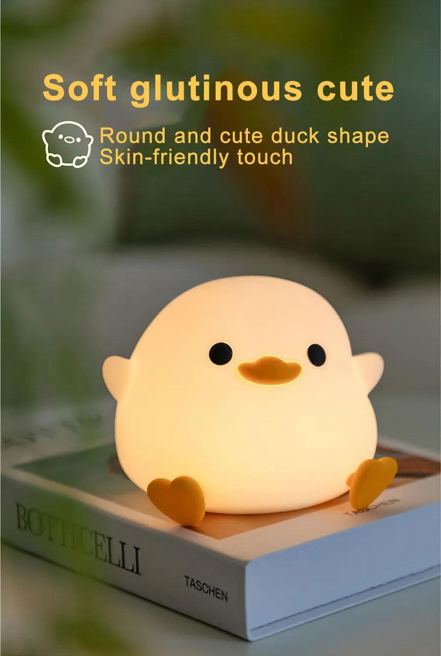 LED Cute Duck Night Light - Touch Sensor, USB Rechargeable - Vintage & Trendy