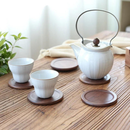 Tea Coffee Cup Pad Placemats Decor Walnut Wood Coasters - Vintage & Trendy