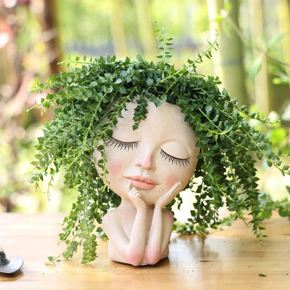 Creative Expression Resin Face Flower Planter - Vintage & Trendy