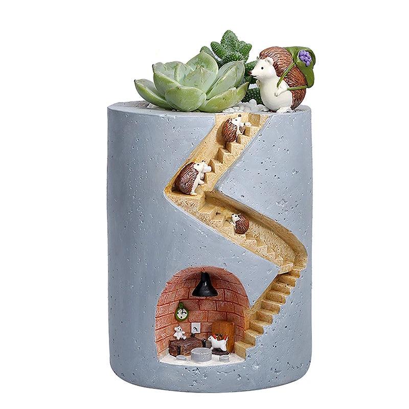 Creative Hedgehog Resin Planter - Vintage & Trendy