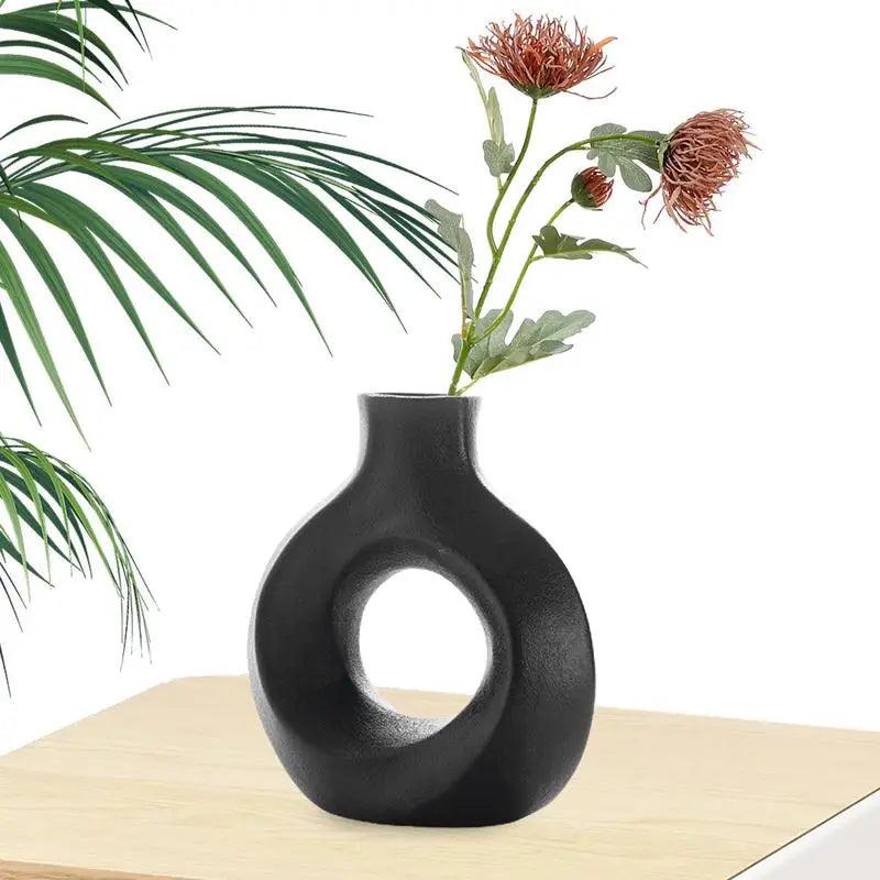 Nordic Vase Circular Hollow Ceramic - Vintage & Trendy