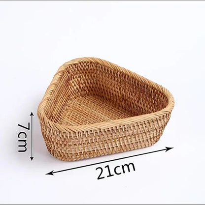 Handwoven Rattan Storage Tray - Multipurpose Wicker Basket - Vintage & Trendy