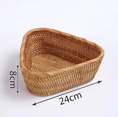 Handwoven Rattan Storage Tray - Multipurpose Wicker Basket - Vintage & Trendy