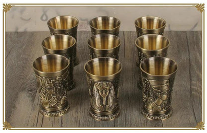 Ancient Egypt Myth Retro Antique Copper Cup Liquor Spirits Bar Shot Glass Set - Vintage & Trendy