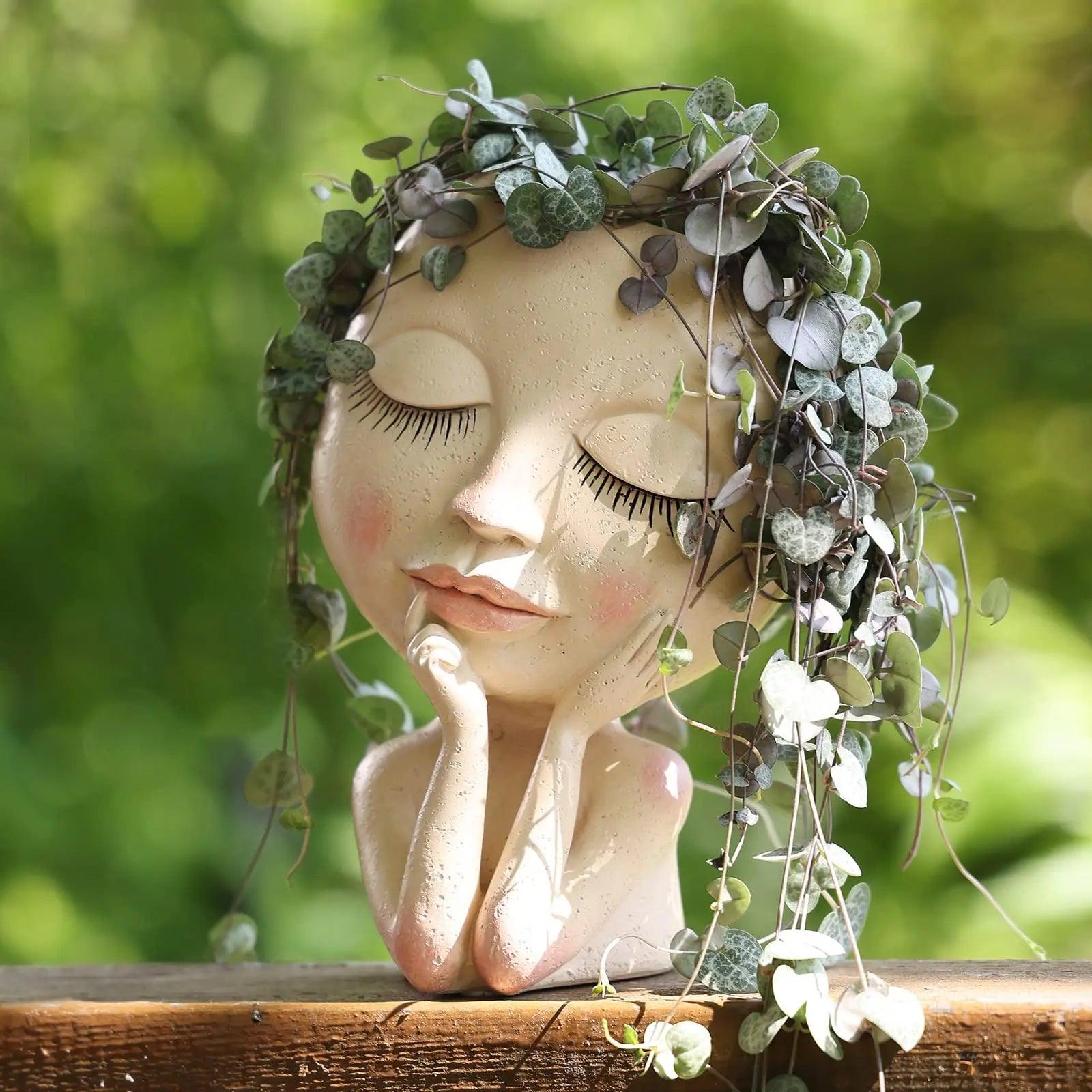 Creative Expression Resin Face Flower Planter - Vintage & Trendy