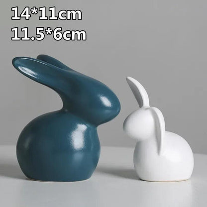 Ceramic Rabbit Ornaments Pair - Vintage & Trendy